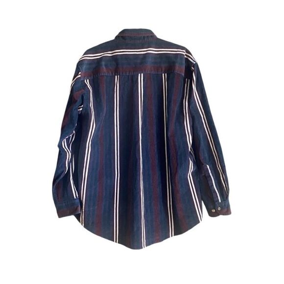 VINTAGE Hunters Club Multi Color Striped Corduroy Button Down Shirt. Size Large - Picture 5 of 7